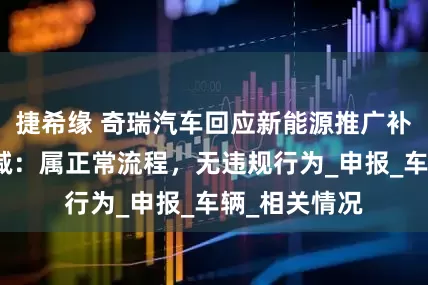 捷希缘 奇瑞汽车回应新能源推广补助资金被核减：属正常流程，无违规行为_申报_车辆_相关情况